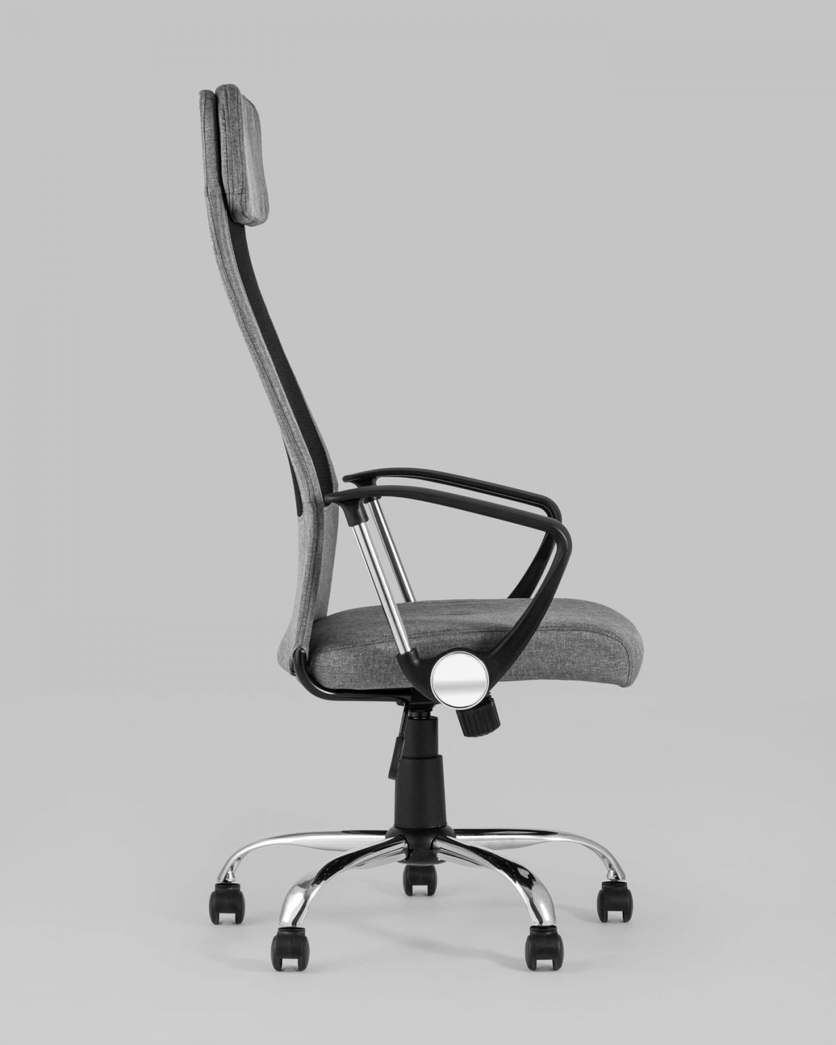 Компьютерное кресло TopChairs Bonus офисное серое в обивке из текстиля и сетки, механизм качания Top Gun | фото 4