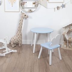 Комплект детский стол КРУГЛЫЙ и стул ОБЛАЧКО ROLTI Baby (голубая столешница/голубое сиденье/белые ножки) | фото 4