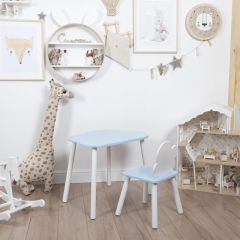 Комплект детский стол ОБЛАЧКО и стул ОБЛАЧКО ROLTI Baby (голубая столешница/голубое сиденье/белые ножки) | фото 6