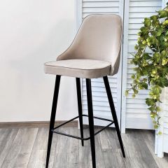 Барный стул NEPAL-BAR БЕЖЕВЫЙ #5, велюр/ черный каркас (H=78cm) М-City | фото 6
