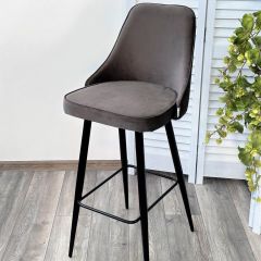 Барный стул NEPAL-BAR ГРАФИТ #14, велюр/ черный каркас (H=78cm) М-City | фото 5