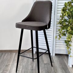Барный стул NEPAL-BAR ГРАФИТ #14, велюр/ черный каркас (H=78cm) М-City | фото 6