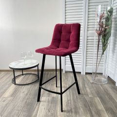 Полубарный стул CHILLI-QB SQUARE винный #16, велюр / черный каркас (H=66cm) М-City | фото 3