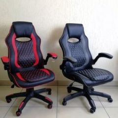 Кресло геймерское Barneo K-37 (черная экокожа красные вставки) | фото 4